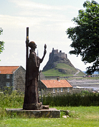 Lindisfarne or Holy Island. St Aiden and Lindisfarne Castle