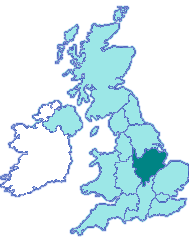 Map showing the East Midlands