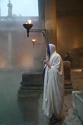 Roman priest next to the hot baths